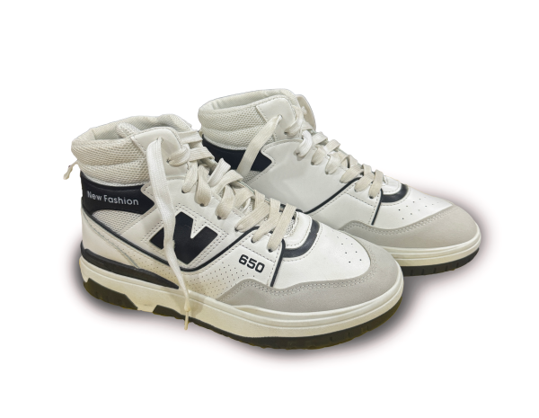 Men’s High-Top 650 Retro Sneakers – White & Grey