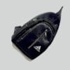 Black Leather Sling Bag (Unisex Crossbody, Multi-Zipper Style)